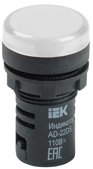 Лампа сигнальная AD-22DS 22мм белая светодиодная 24В (IEK) BLS10-ADDS-024-K01