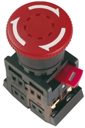 Кнопка красная с фиксацией AE-22 Гриб 240В 1з+1р 240В (IEK) BBG10-AE-K04