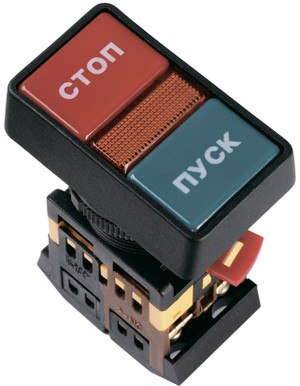 Кнопка PPBB-30N Пуск-Стоп с подсветкой неон 1з+1р 240В (IEK) BBD21-PPBB-K51