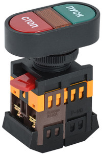 Кнопка APBB-22N Пуск-Стоп с подсветкой неон 1з+1р 240В (IEK) BBD11-APBB-K51