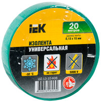 Изолента ПВХ зеленая15мм 20м (IEK) UIZ-13-10-K06