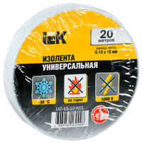 Изолента ПВХ белая 15мм 20м (IEK) UIZ-13-10-K01