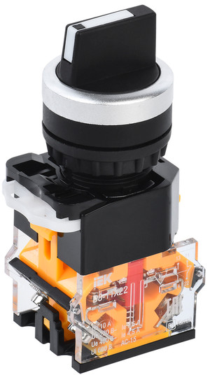Переключатель D8-11X22 на 2 положения 1з+1р черный (IEK) BSW30-11X22-3-24-2-K02