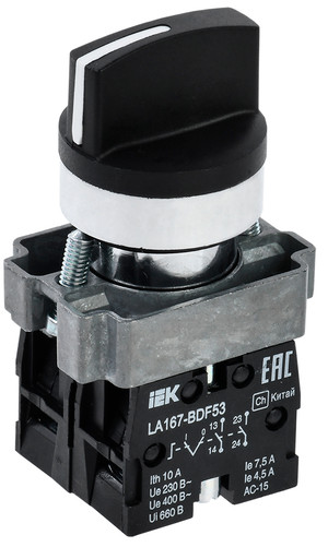 Переключатель LA167-BDF53 3 полож. 2з черный (IEK) BSW20-BDF53-4-24-67-3-K02