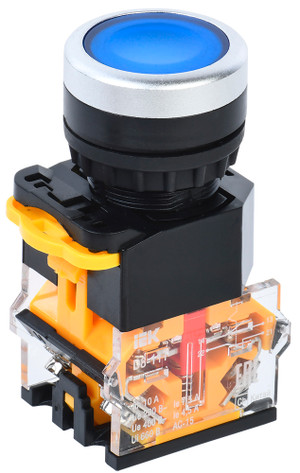 Кнопка D8-11T d=22мм 1з+1р с фиксацией синяя (IEK) BBT30-11T-3-21-K07