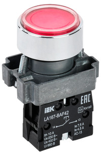 Кнопка LA167-BAF42 d=22мм 1р красная (IEK) BBT20-BAF42-2-22-67-K04
