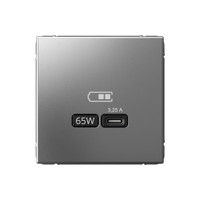 ARTGALLERY USB розетка тип-С 65Вт высокоскор.заряд. QC, PD, механизм, сталь (Systeme Electric) GAL000927