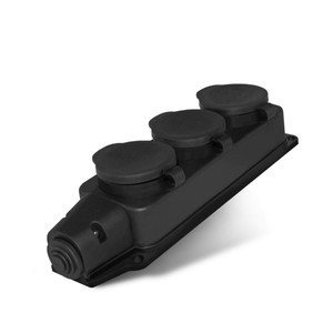 Колодка тройная трехместная однофазная с заглушками с/з каучук 16А 250В IP44 еврослот (UNIVersal) 602230