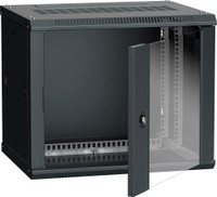 Шкаф настенный 19' LINEA W 9U 600x450мм стеклянная дверь RAL9005 (ITK) LWR5-09U64-GF
