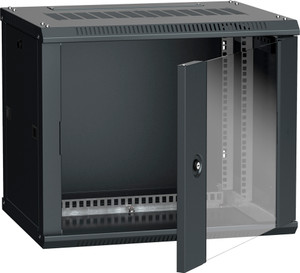 Шкаф настенный 19' LINEA W 9U 600x450мм стеклянная дверь RAL9005 (ITK) LWR5-09U64-GF