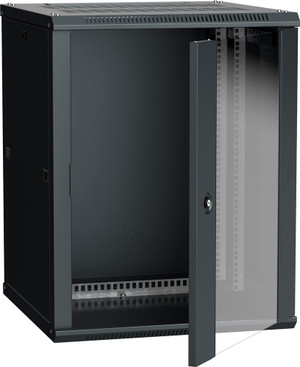 Шкаф настенный 19' LINEA W 12U 600x600мм стеклянная дверь RAL9005 (ITK) LWR5-12U66-GF