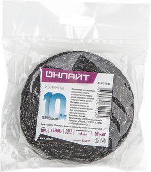Изолента ОНЛАЙТ 61 152 OIT-H15-10/BL ХБ черная 100г 0,35х15мм 10м (ОНЛАЙТ) 61152