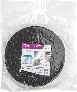 Изолента ОНЛАЙТ 61 160 OIT-H15-20/BL ХБ черная 200г 0,35х15мм 20м (ОНЛАЙТ) 61160