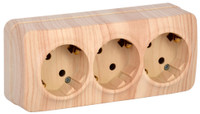 GLORY Розетка трехместная наружная с заземлением сосна (IEK) ERH31-K34-16