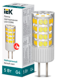 Лампа светодиодная CORN капсула 5Вт 230В 4000К керамика G4 IEK (IEK) LLE-CORN-5-230-40-G4