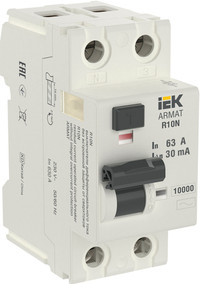 ARMAT Выключатель дифференциального тока R10N (УЗО) 2п 63А 30мА тип AC (IEK) AR-R10N-2-063C030