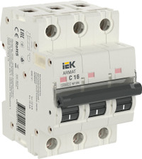 ARMAT Выключатель автоматический трехполюсный C 16А M10N (IEK) AR-M10N-3-C016