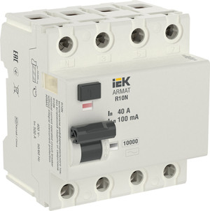 ARMAT Выключатель дифференциального тока R10N (УЗО) 4п 40А 100мА тип AC (IEK) AR-R10N-4-040C100