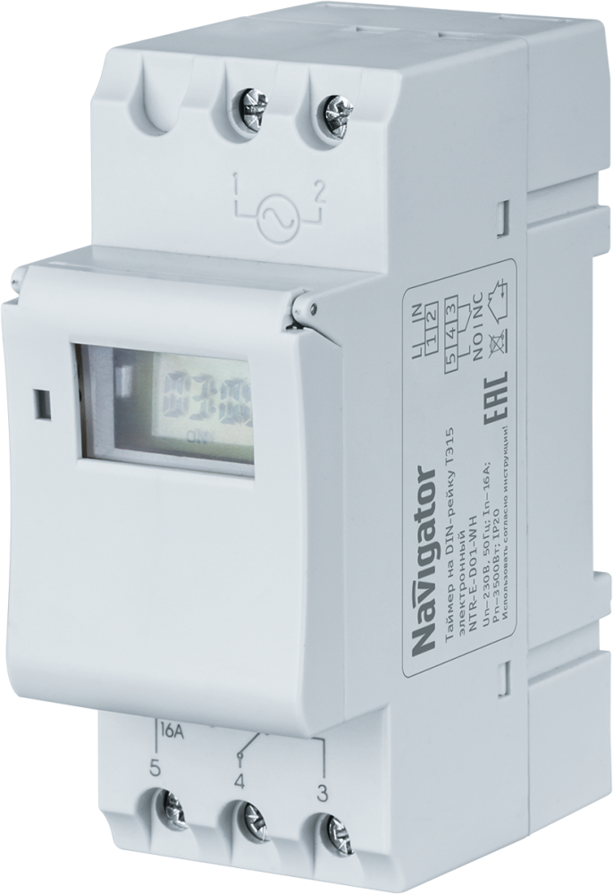 Таймер Navigator 61 559 NOTRE-D01-GR на DIN-рейку электронный (Navigator Group) 61559
