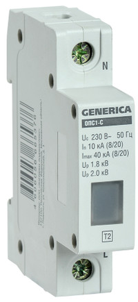 Ограничитель импульсного перенапряжения ОПС1-C 1Р 10/40кА 230В GENERICA (IEK) MOP20-1-C-G