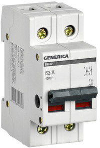 Выключатель нагрузки 2п ВН-32 GENERICA 63А (IEK) MNV15-2-063