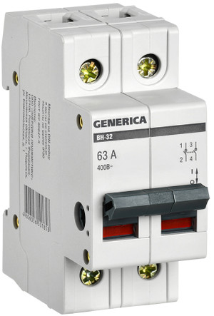 Выключатель нагрузки 2п ВН-32 GENERICA 63А (IEK) MNV15-2-063