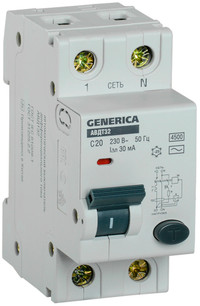 АВДТ 32 C20 - Автоматический Выключатель Дифф.    Тока GENERICA (IEK) MAD25-5-020-C-30