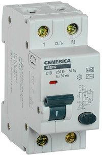 АВДТ 32 C10 - Автоматический Выключатель Дифф.    Тока GENERICA (IEK) MAD25-5-010-C-30