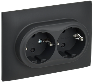 SKANDY Розетка 2-местная с заземлением с защитными шторками 16А в сборе SK-R07G графит IEK (IEK) SK-R24-16-K53-F