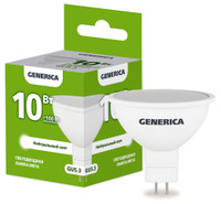 Лампа светодиодная MR16 софит 10Вт 230В 4000К GU5.3 GENERICA (IEK) LL-MR16-10-230-40-GU5-G