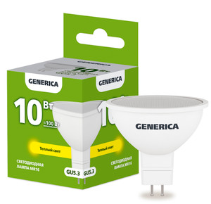 Лампа светодиодная MR16 софит 10Вт 230В 3000К GU5.3 GENERICA (IEK) LL-MR16-10-230-30-GU5-G
