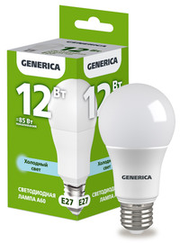 Лампа светодиодная A60 груша 12Вт 230В 6500К E27 GENERICA (IEK) LL-A60-12-230-65-E27-G