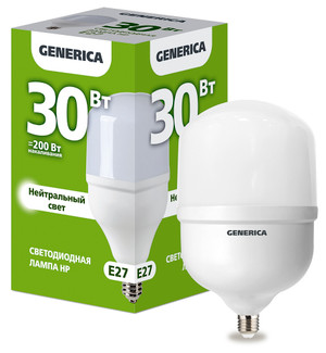 Лампа светодиодная HP 30Вт 230В 4000К E27 GENERICA (IEK) LL-HP-30-230-40-E27-G
