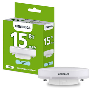 Лампа светодиодная T80 таблетка 15Вт 230В 6500К GX53 GENERICA (IEK) LL-T80-15-230-65-GX53-G