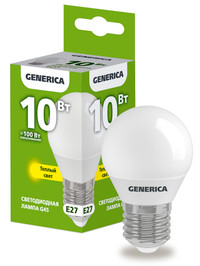 Лампа светодиодная G45 шар 10Вт 230В 3000К E27 GENERICA (IEK) LL-G45-10-230-30-E27-G
