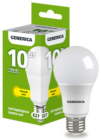 Лампа светодиодная A60 груша 10Вт 230В 3000К E27 GENERICA (IEK) LL-A60-10-230-30-E27-G