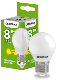 Лампа светодиодная G45 шар 8Вт 230В 3000К E27 GENERICA (IEK) LL-G45-08-230-30-E27-G