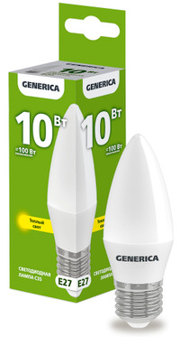 Лампа светодиодная C35 свеча 10Вт 230В 3000К E27 GENERICA (IEK) LL-C35-10-230-30-E27-G