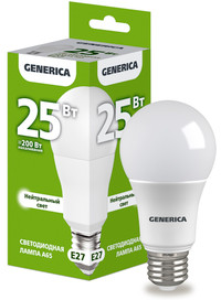 Лампа светодиодная A65 груша 25Вт 230В 4000К E27 GENERICA (IEK) LL-A65-25-230-40-E27-G