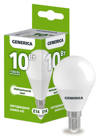 Лампа светодиодная G45 шар 10Вт 230В 4000К E14 GENERICA (IEK) LL-G45-10-230-40-E14-G