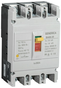 Выключатель автоматический ВА66-35 3Р 200А 25кА GENERICA (IEK) SAV30-3-0200-G