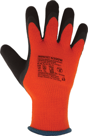 Перчатки утепленные из акрила со вспененным латексным покрытием, цвет красный/черный, ArmProtect 6300W р.10 (Азбука Защиты) 4631161387660