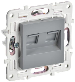 SKANDY Розетка компьютерная двойная RJ45 кат.5E SK-K03Gr серый IEK (IEK) SK-K20-1-K03