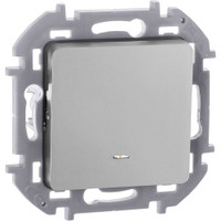 Выключатель 1-клавишный проходной с подсветкой/индикацией 10АХ безвинтовое крепление алюминий INSPIRIA (IEK) 673662