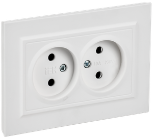 BRITE Розетка 2-местная без заземления без защитных шторок 10А в сборе РС12-2-БрАБ арктический белый IEK (IEK) BR-R20-10-K91-F