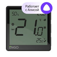 Терморегулятор универсальный черный, с модулем Zigbee, с питанием 230, со встроенным датчиком влажности, с возможностью подключения датчика пола (ENGO) EONE-230B