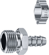 Переходник штуцер ''елочка'' 10 мм - 1/2''M, с обжимным хомутом Профессионал (ЗУБР) 64924-1/2-10