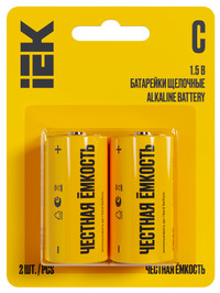Батарейка щелочная Alkaline LR14/C (2шт/блистер) IEK (IEK) ABT-LR14-OP-L02
