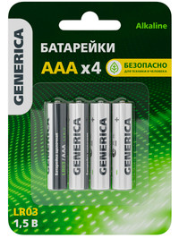 Батарейка щелочная Alkaline LR03/AAA (4шт/блистер) GENERICA (IEK) ABT-LR03-ST-L04-G