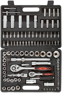 Набор инструмента автомобильный 108 шт CrV 1/2''+1/4'' (КУРС) 65205
